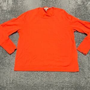 J.Crew Halle Sweater Women XL Orange 100% Merino Wool Crew Neck Pullover